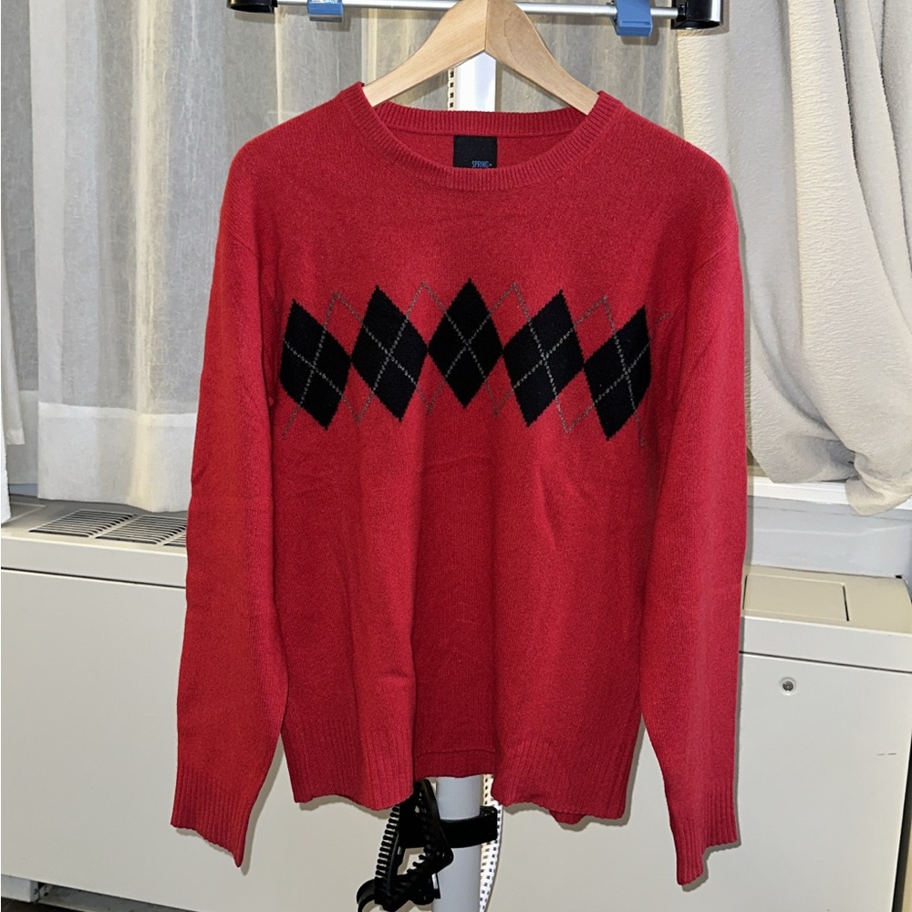 Red Argyle Sweater